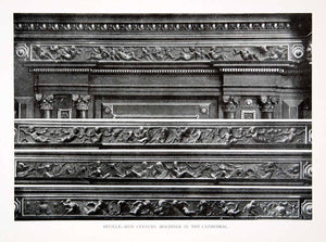 1925 Print Carved Crown Molding Cathedral Seville Spain Historic XDC5