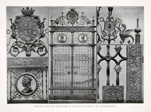 1925 Print Wrought Iron Gate Work Ayuntamiento Granada Spain Decorative XDC5