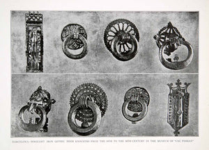1925 Print Gothic Door Knockers Wrought Iron Museum Cau Ferrat Barcelona XDC5