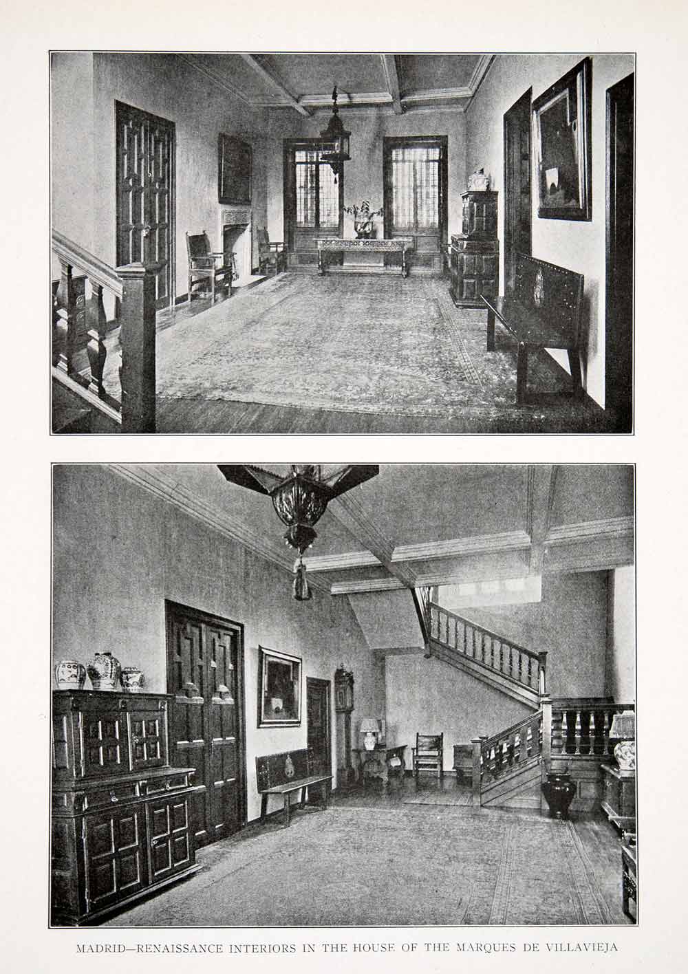 1925 Print Renaissance Interior House Marques Villavieja Madrid Spain XDC5