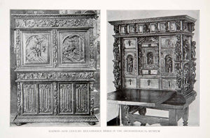 1925 Print Renaissance Desks Archaeological Museum Madrid Spain Historic XDC5