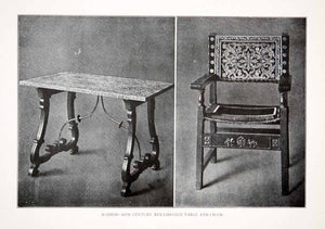 1925 Print Madrid Spain Renaissance Table Chair Decorative Ornamental XDC5
