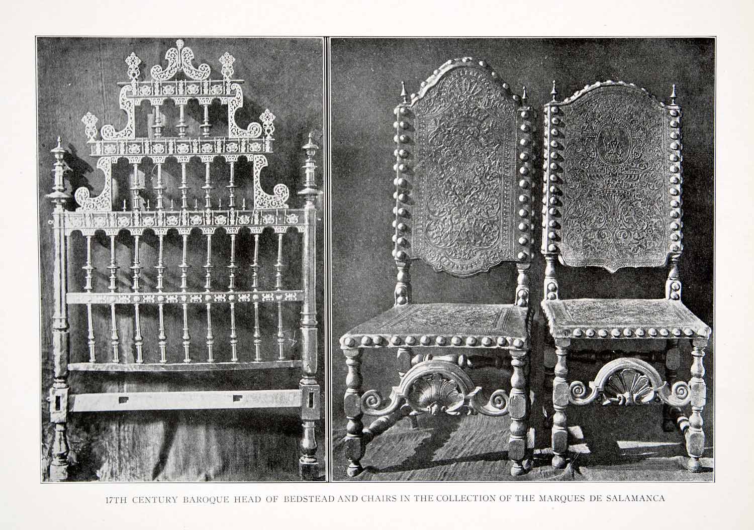 1925 Print Chairs Headboard Bedstead Marques Salamanca Spain Furniture XDC5