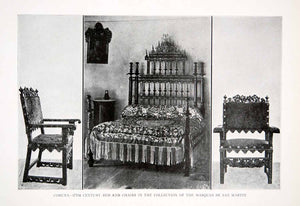 1925 Print Coruna Spain Bedstead Chair Renaissance Marques San Martin XDC5