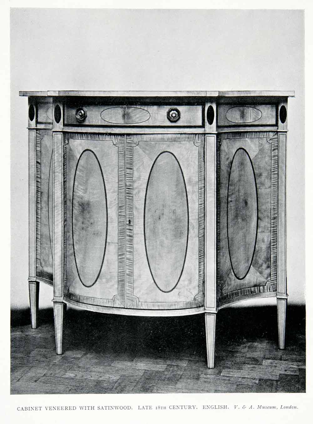 1927 Print Cabinet Veneered Satinwood English London England Furniture XDC6