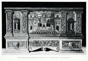 1927 Print German Chest Wooden Inlay Paneling Architectural Subjects Berlin XDC6
