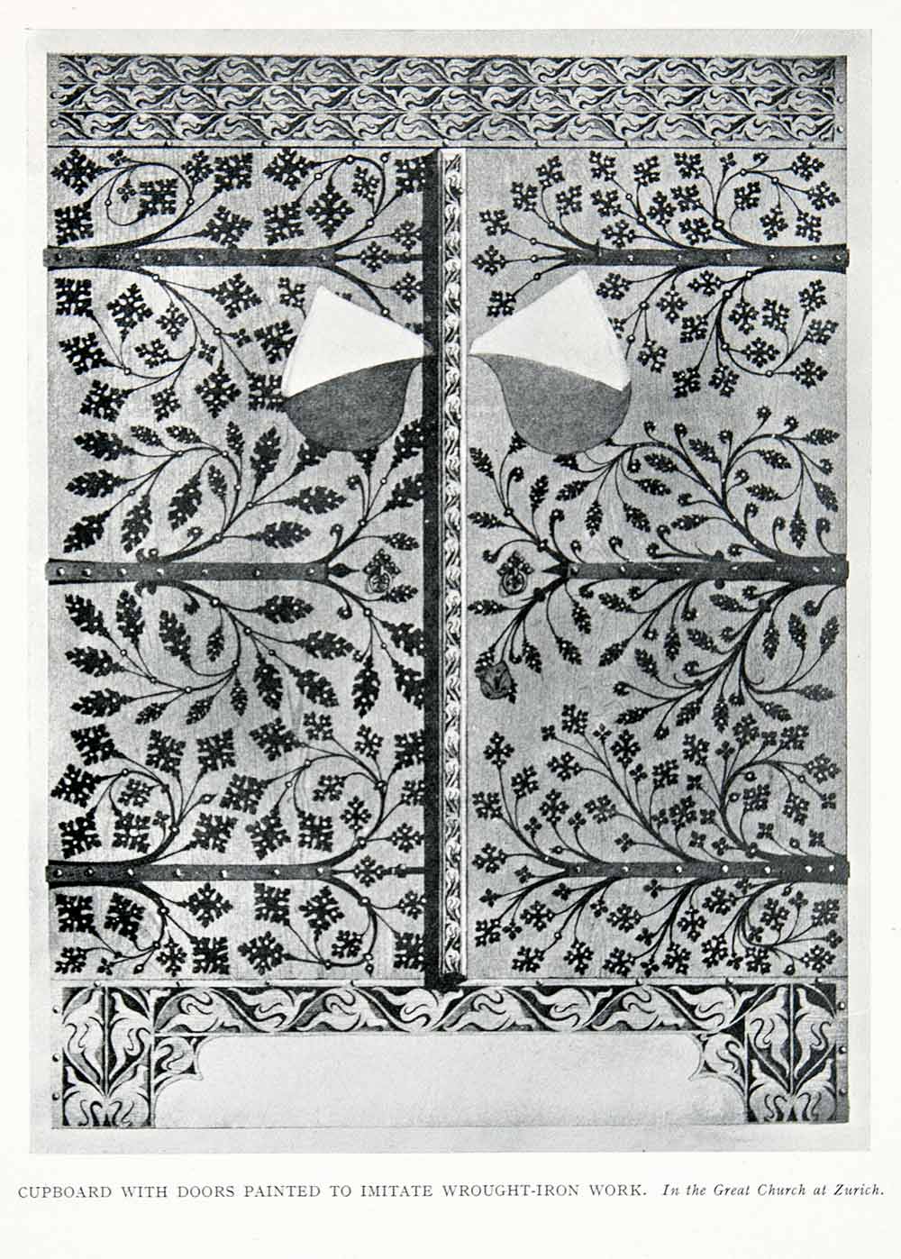 1927 Print Cupboard Grossmunster Church Zurich Switzerland Wrought Iron XDC6