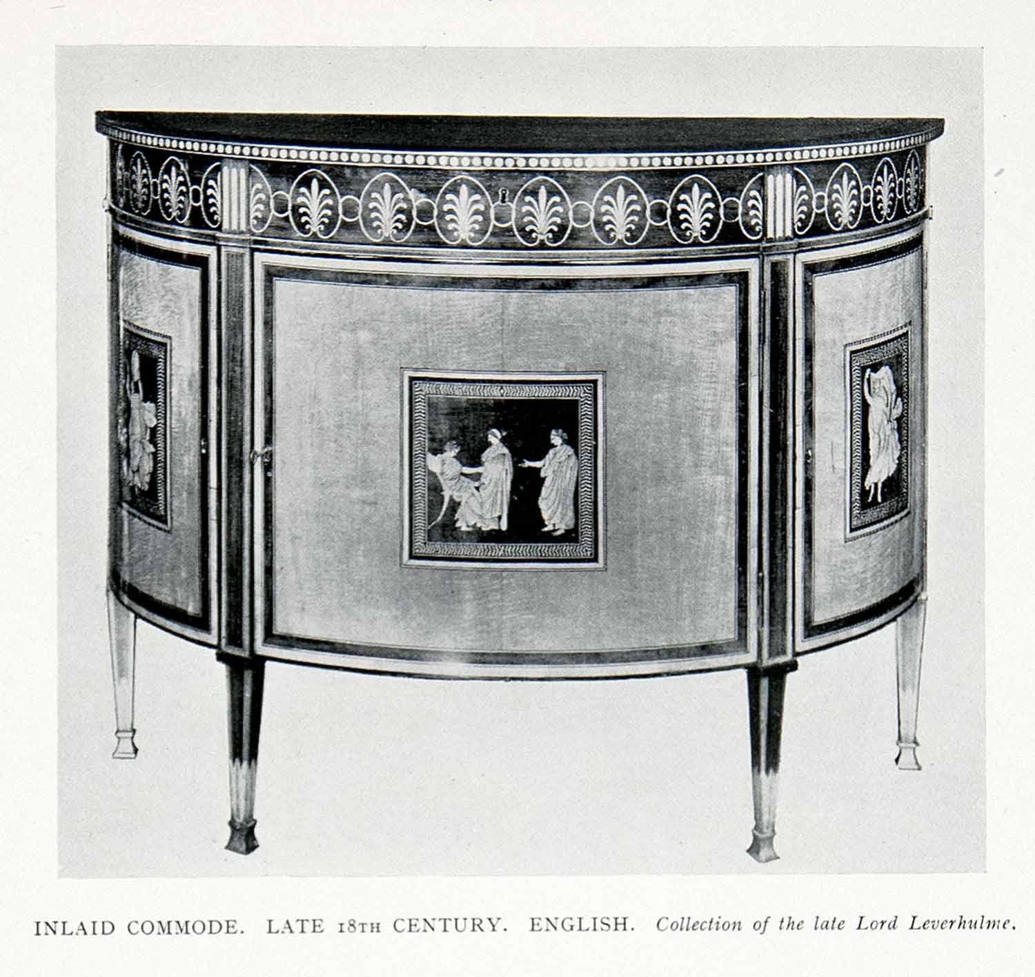 1927 Print English Commode Inlay Inlaid Forum Scene Lord Leverhulme XDC6