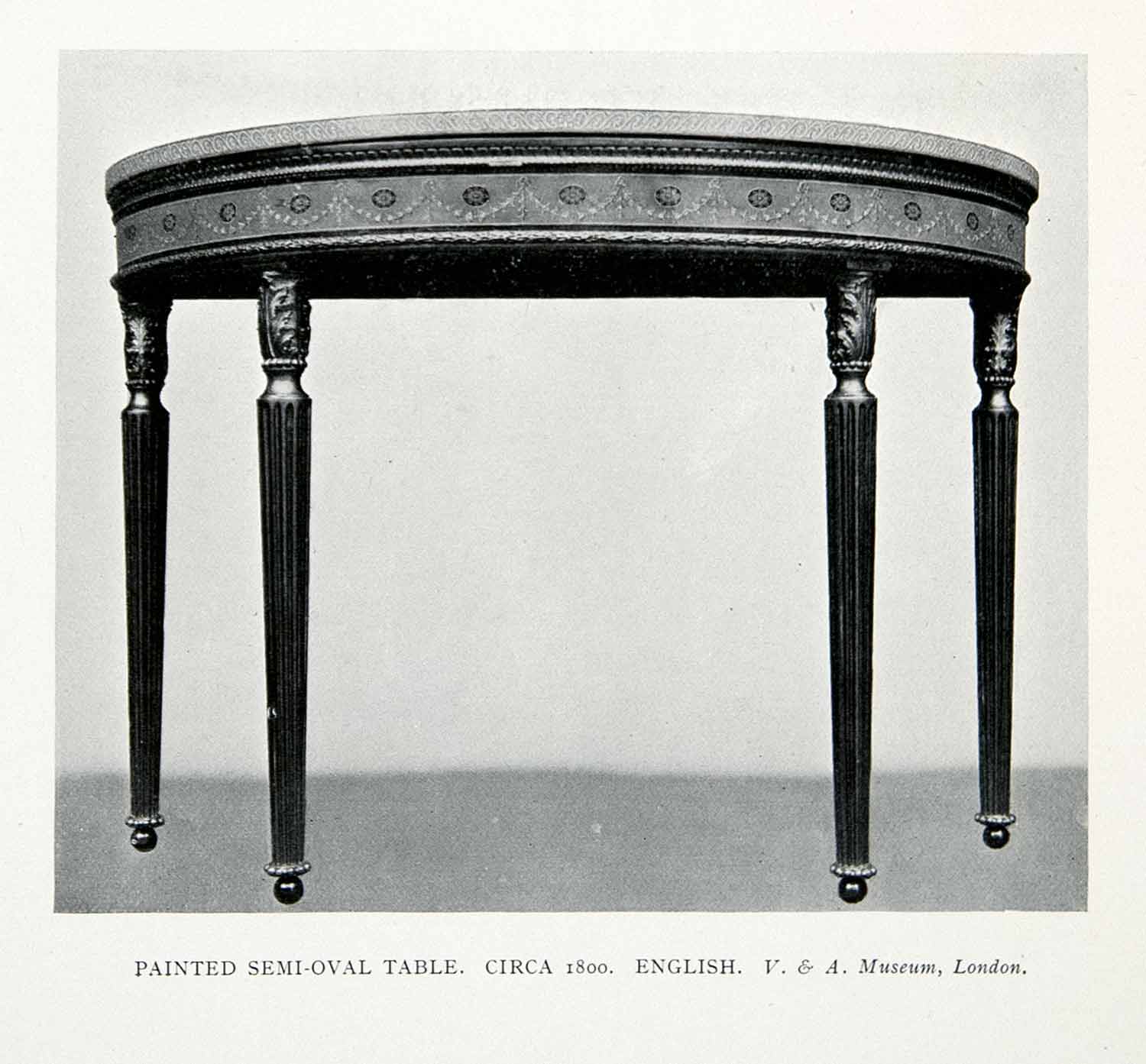 1927 Print English Semi Oval Table Victoria Albert Museum London England XDC6