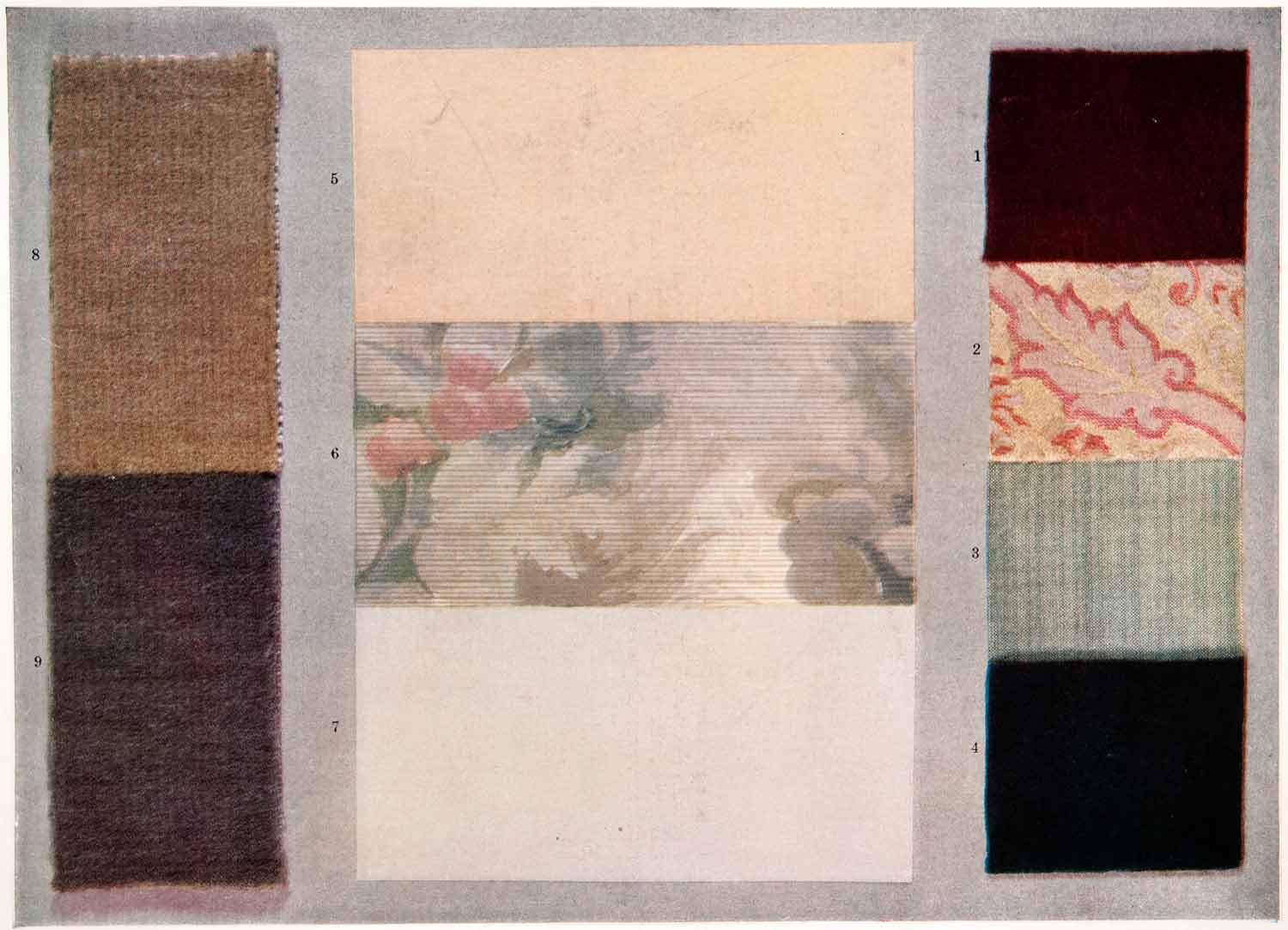 1919 Color Print Interior Design Color Scheme Fabric Sample Material XDC7