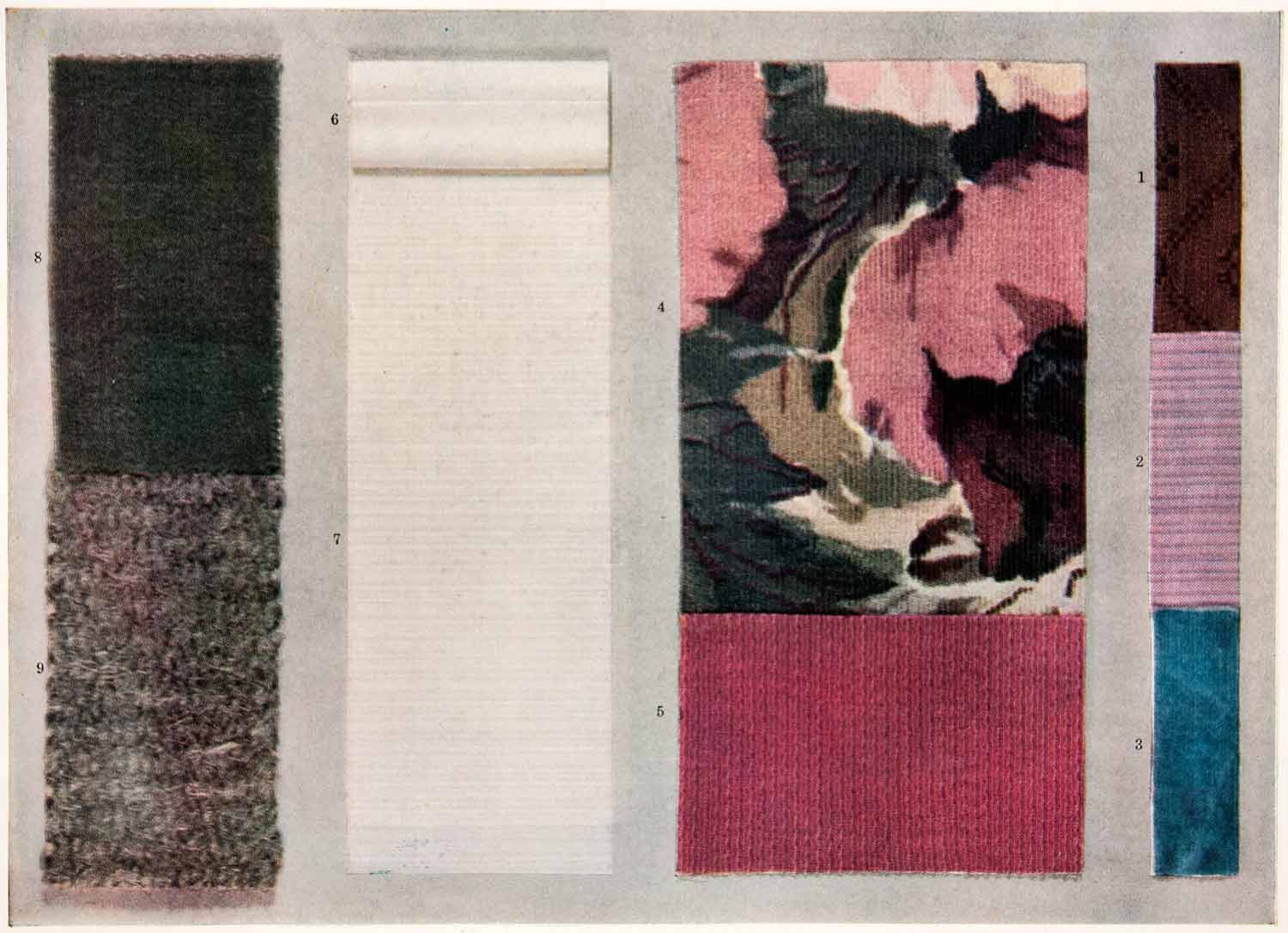 1919 Color Print Interior Design Dining Room Fabric Color Scheme Material XDC7