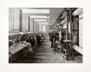 1917 Print Royal Tapestry Factory Manufacture Madrid Spain Workroom Loom XDC8