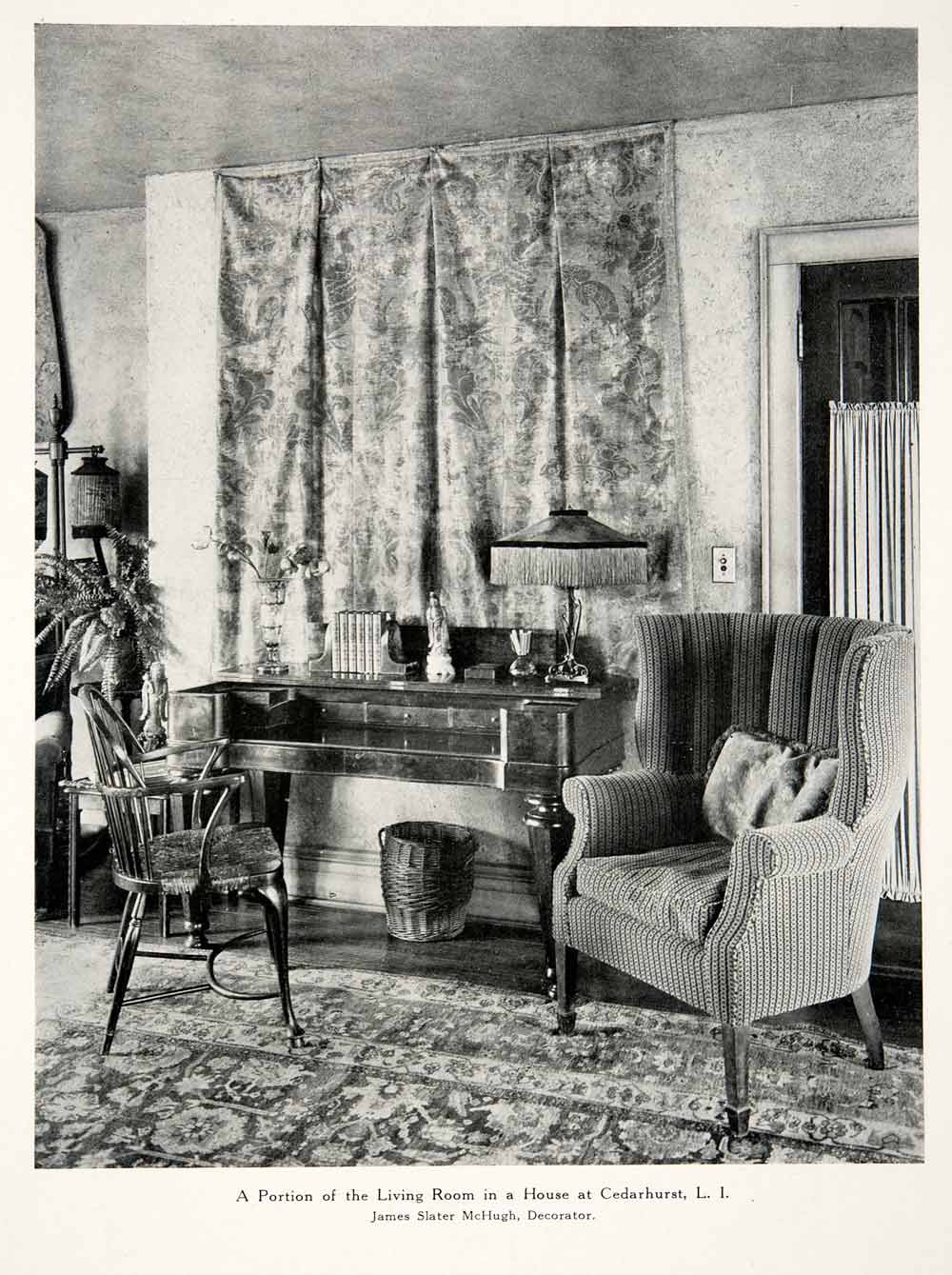 1926 Print Living Room Cedarhurst New York Interior Chair James Slater XDD2