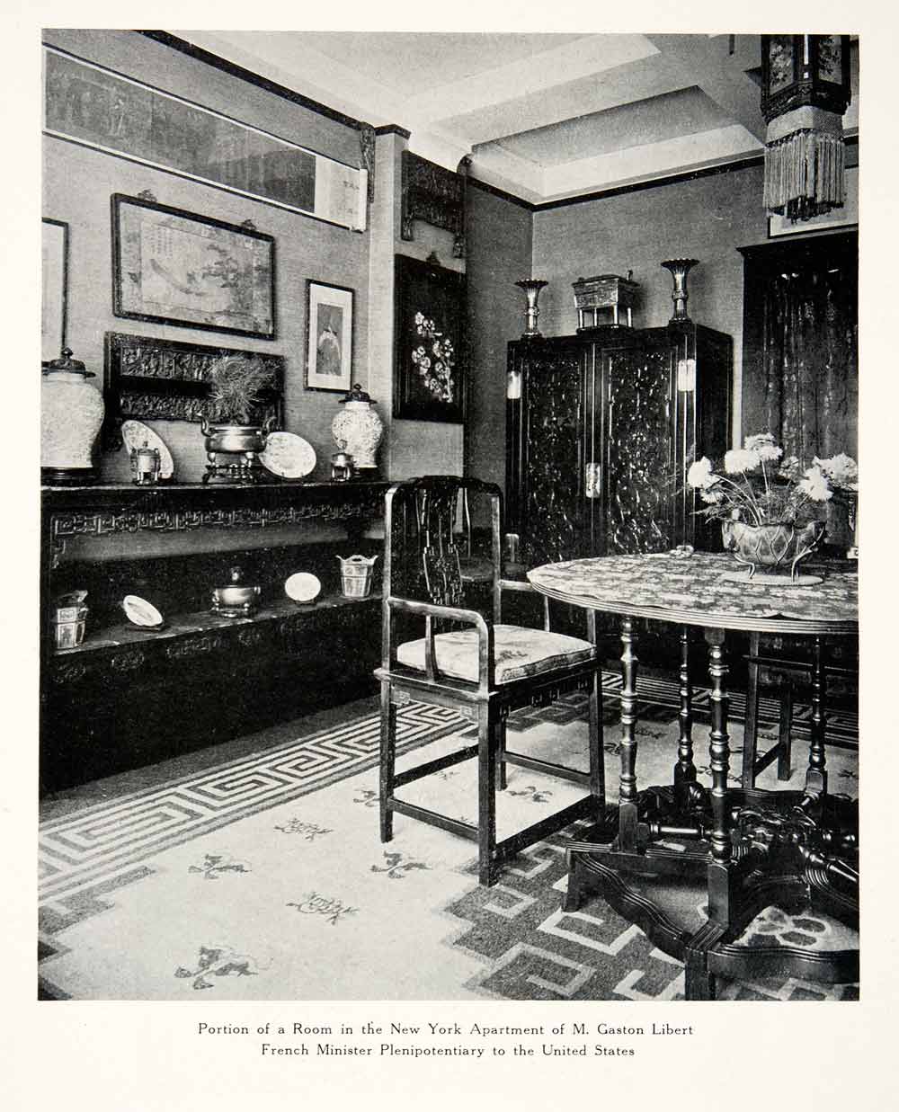 1926 Print Dinning Room New York Furniture Interior Historic Motif Gaston XDD2