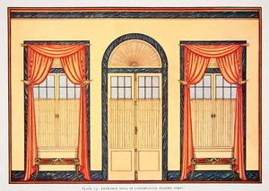 1929 Color Print Entrance Hall Modern Decorative Interior Design Edward XDD4