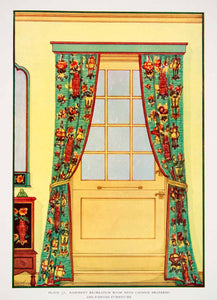 1929 Color Print Chinese Furniture Drapery Interior Design Motif Edward XDD4