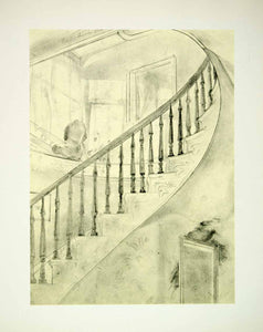 1963 Rotogravure Staircase Manse Ulysses Interior Banister Rail Edwin XDE1