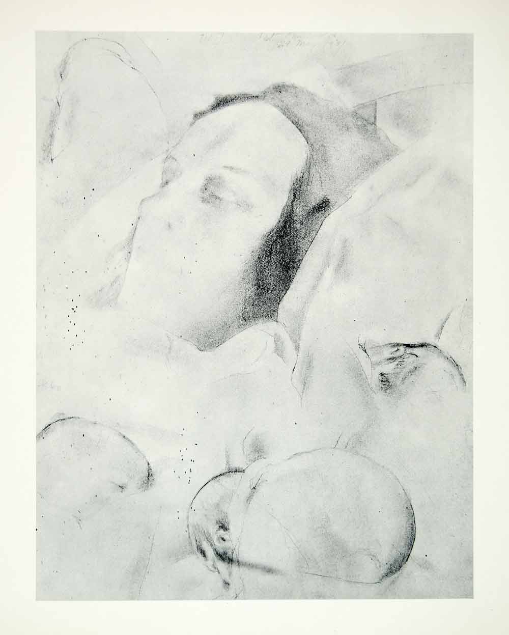 1963 Rotogravure Mother Child Sleep Rest Babies Figure Portrait Edwin XDE1