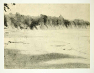 1963 Rotogravure Lake Shore Sheldrake Landscape Ocean Forest Edwin XDE1