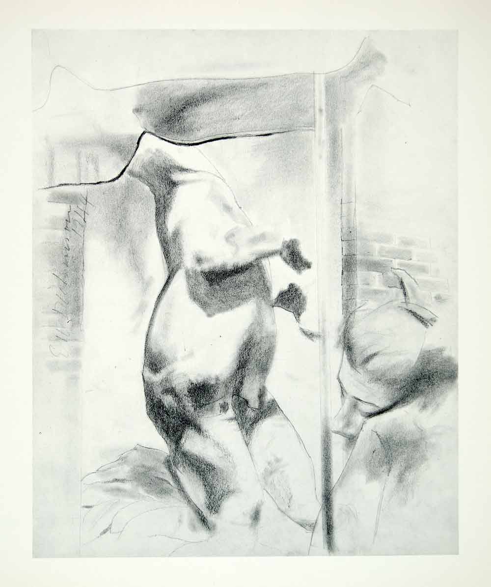 1963 Rotogravure Sculpture Fragments Study Sketch Face Figure Edwin XDE1
