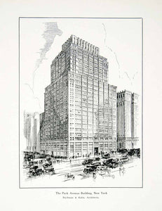 1928 Print Buchman Kahn Architecture Design Art Park Avenue Building New XDE2
