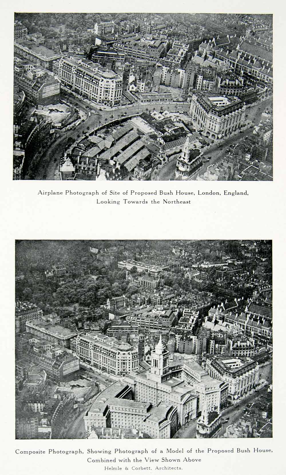 1928 Print Model Proposed Bush House London Aerial View Cityscape XDE2