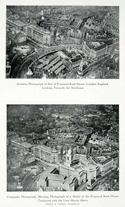 1928 Print Model Proposed Bush House London Aerial View Cityscape XDE2