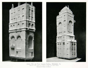 1928 Print Architectural Detail Model Liberty Title Trust Philadelphia XDE2