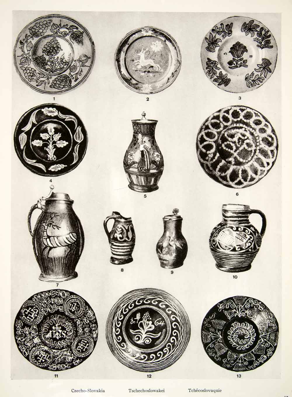 1953 Print Czechoslovakian Bohemian Antique 16th-19th Century Housewares XDE3
