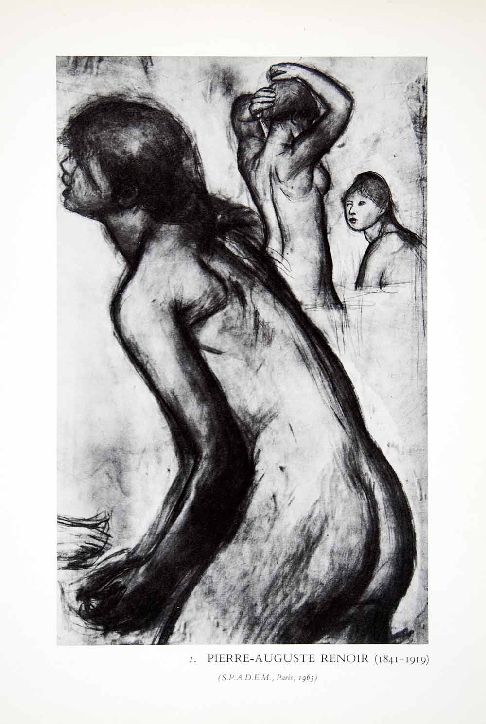 1965 Print 1885 Nude Women Bathers Naked Nudity Pierre Auguste Renoir XDE6