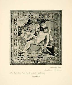 1906 Print Tapestry Deposition Cross Jesus Salviati Descent Christ Biblical XDE7