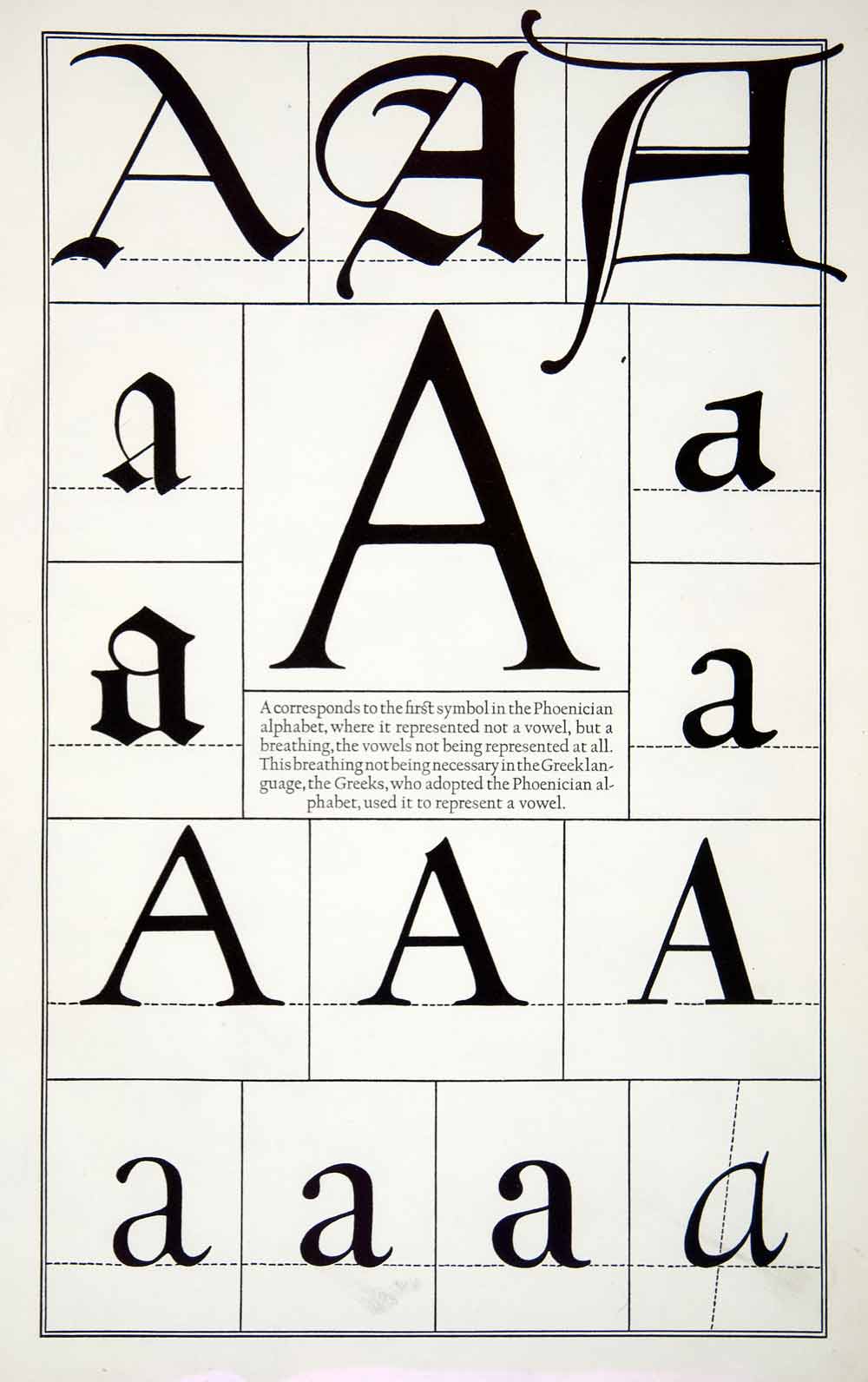 1942 Print Phoenician Alphabet Letter Typeface A Diagram Frederic Goudy XDE8