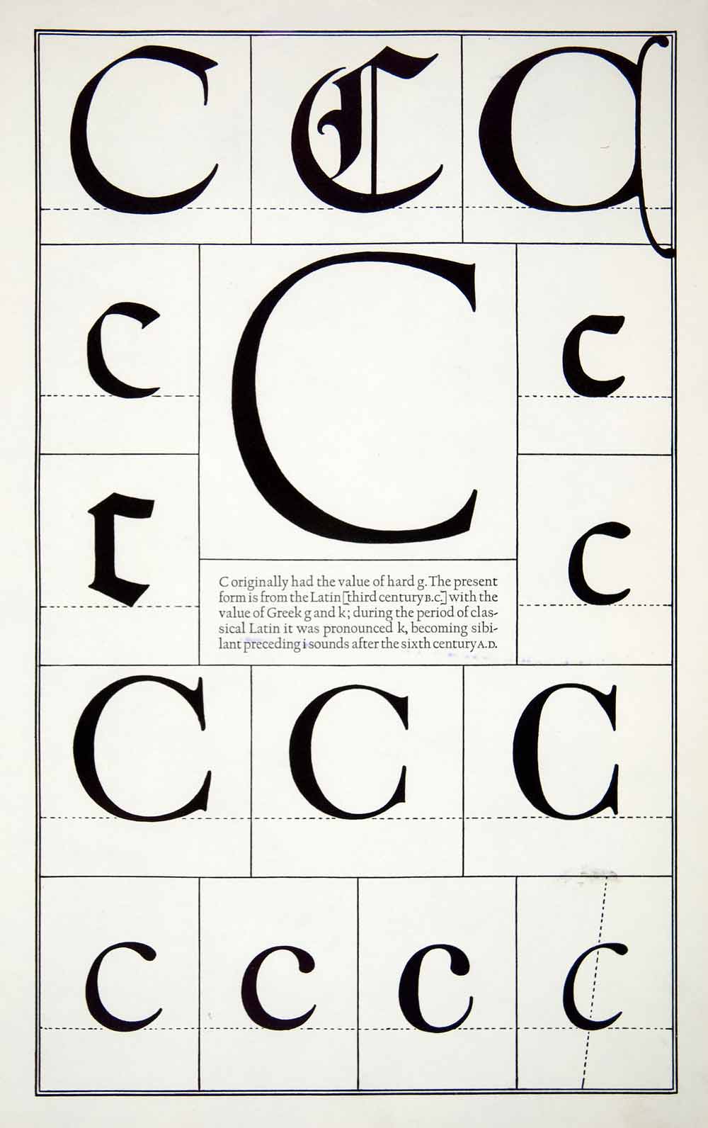 1942 Print Letter C Alphabet Gothic Roman Typeface Design Frederic Goudy XDE8
