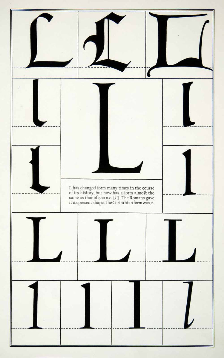 1942 Print Letter L Historic Alphabet Diagram Decorative Frederic Goud ...