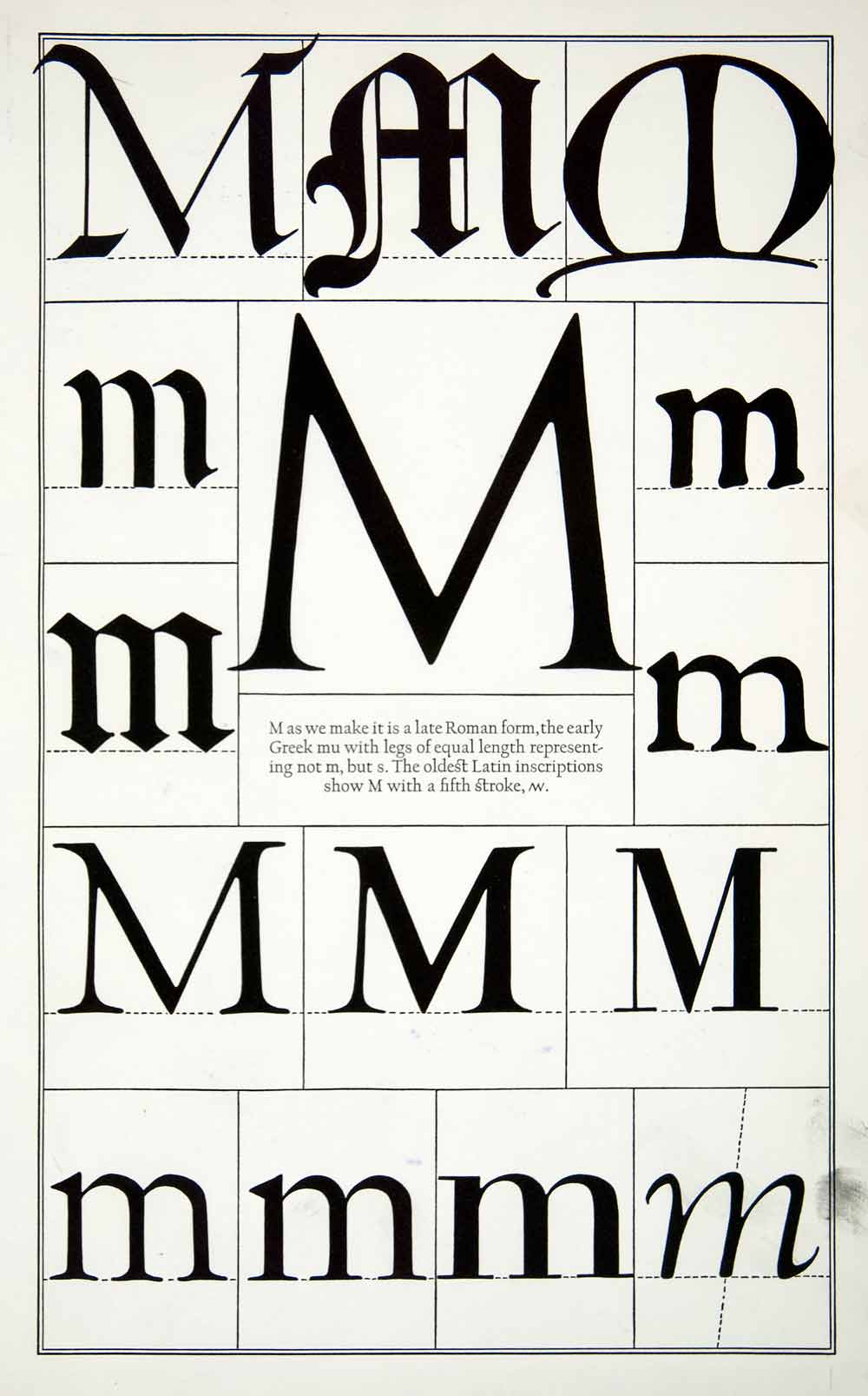 1942 Print Letter M Font Graphic Design Alphabet Typeface Frederic