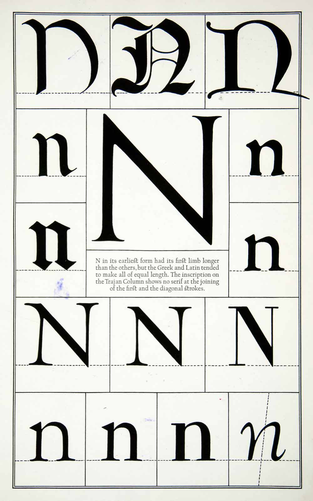 1942 Print Letter N Typography Greek Latin Diagram Capital Frederic Goudy XDE8