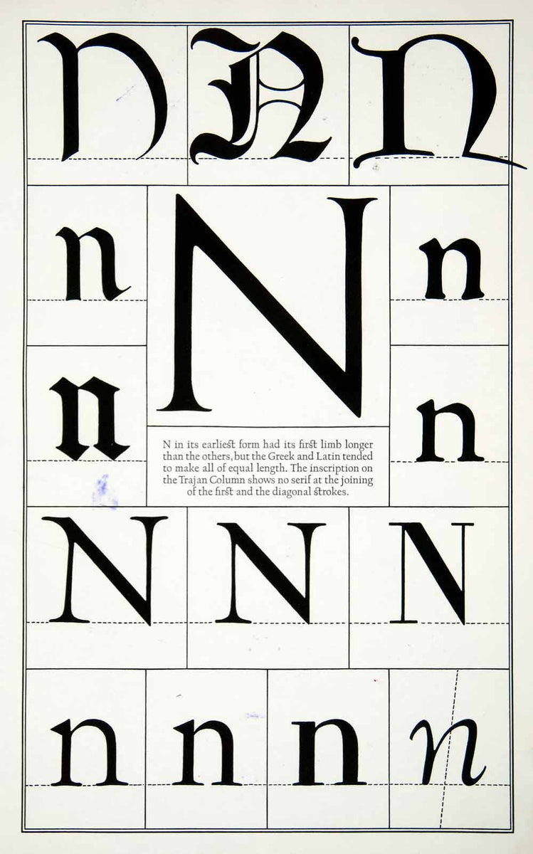 1942 Print Letter N Typography Greek Latin Diagram Capital Frederic Go ...