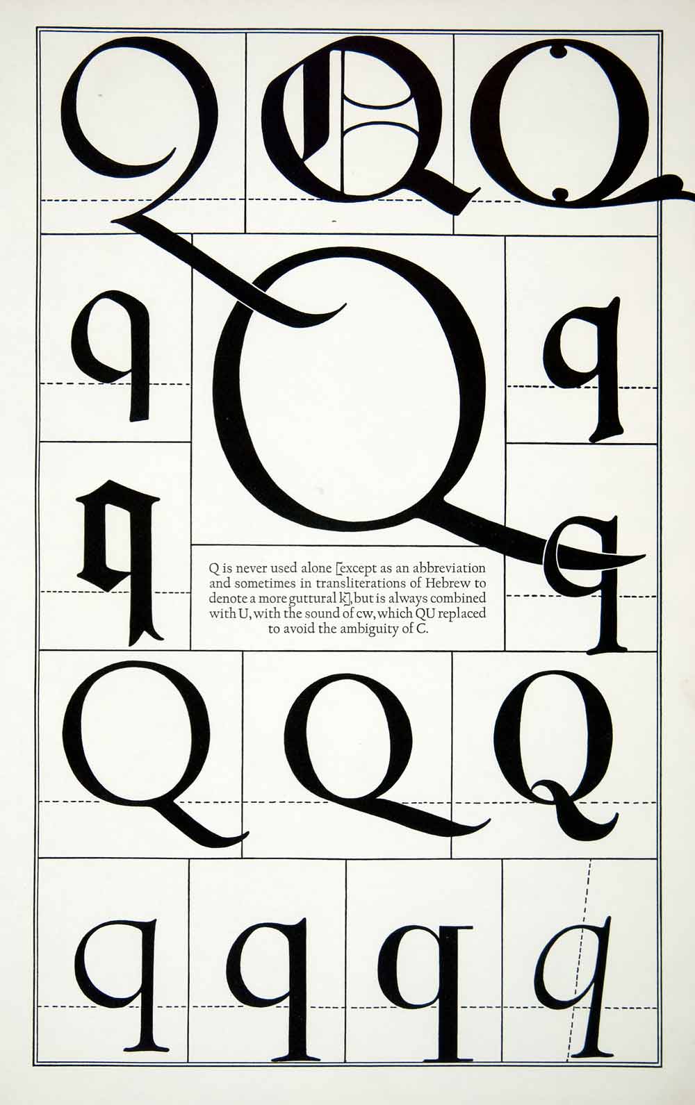 1942 Print Letter Q Decorative Graphic Design Element Type Frederic Goudy XDE8