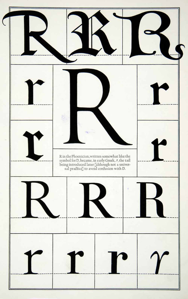 1942 Print Letter R Phoenician Greek Decorative Typography Frederic Go ...