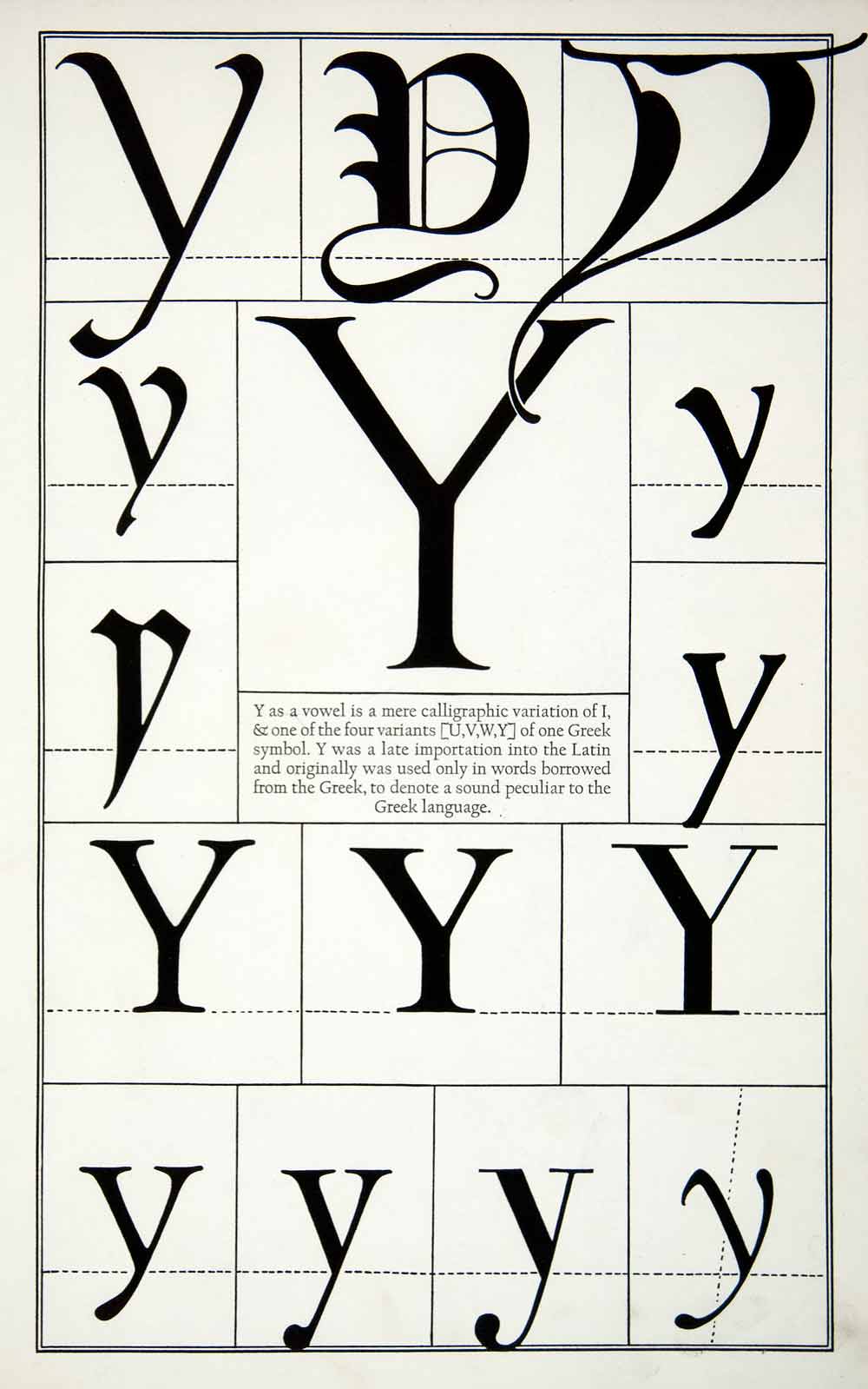 1942 Print Letter Y Vowel Font Graphic Design Typographic Frederic Goudy XDE8