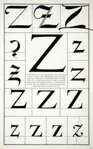 1942 Print Letter Z Greek Alphabet Typography Graphic Design Frederic Goudy XDE8