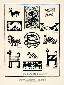 1929 Print Dog Design Image Ancient Symbol Icon Geometric Historic Animal XDE9