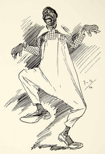 1932 Print Plantation Dance Man Portrait Caricature Black Americana Phil XDF4