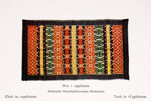 1931 Color Print Cloth Sweden Swedish Upphamta Canvas Handicraft Arts XDF9