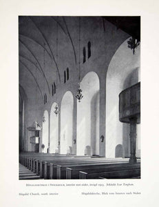 1931 Print Hogalid Church South Interior Stockholm Sweden Sodermalm XDF9