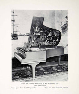 1931 Print Grand Piano Malmsjo Works Sweden Arts Crafts Movement Rug Scene XDF9