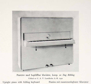 1931 Print Upright Piano Folding Keyboard Sweden Arts Crafts Movement XDF9