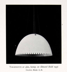 1931 Print Round Hanging Lamp Glass Sweden Arts Crafts Movement Simple Hang XDF9