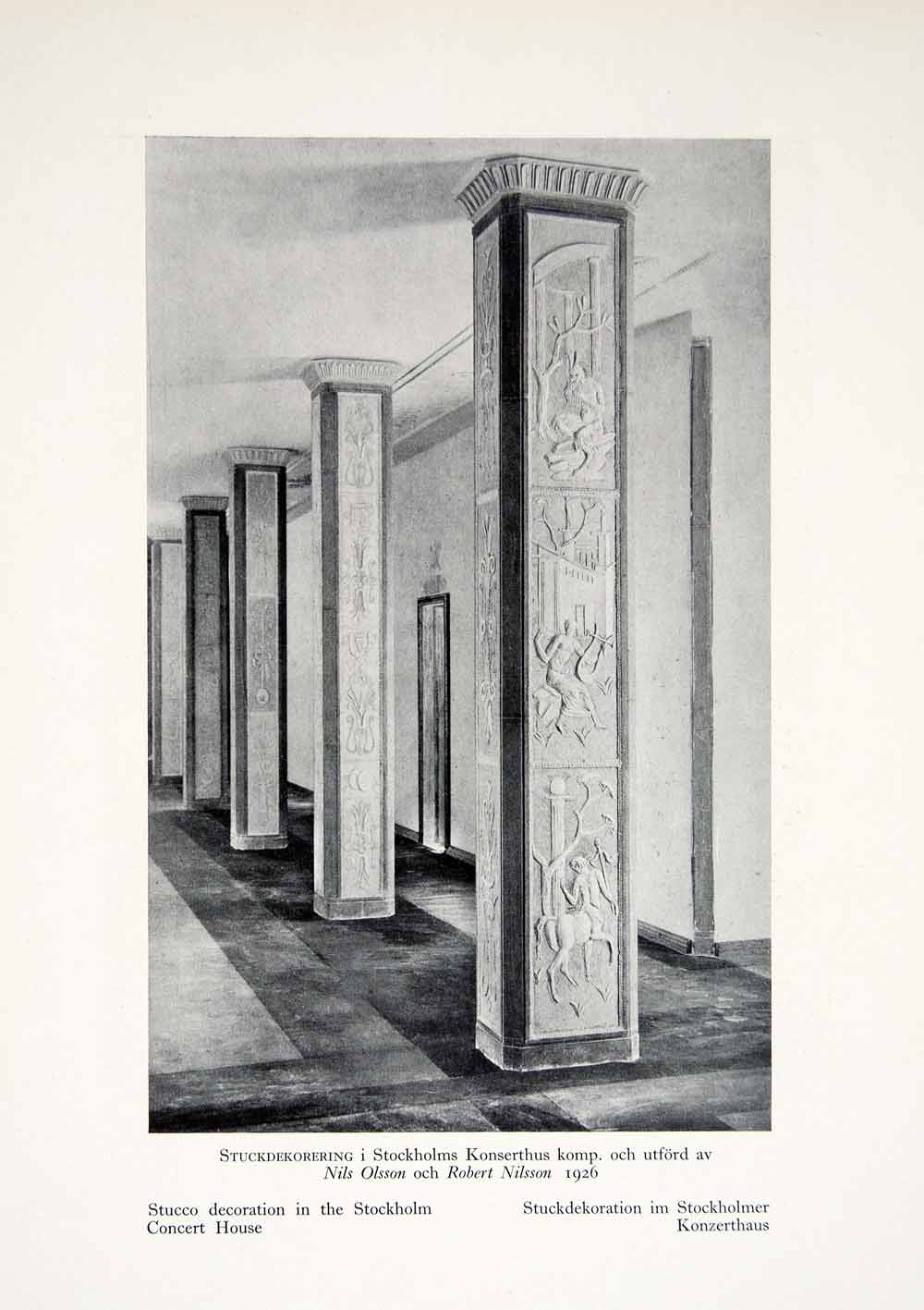 1931 Print Stucco Decoration Concert House Stockholm Sweden Mythology XDF9