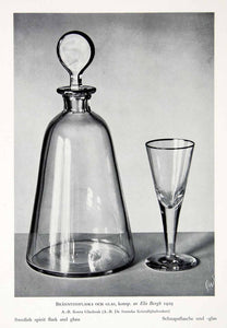 1931 Print Swedish Spirit Flask Glass Sweden Arts Crafts Movement Blown XDF9